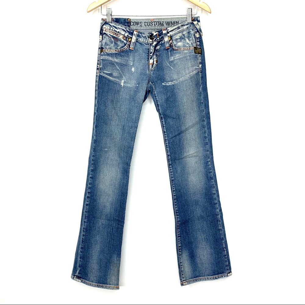 Vintage Y2K G-Star Raw Denim Core Custom Low Rise Distressed Straight Boot Jeans
